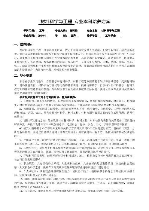 材料科学与工程专业本科培养方案