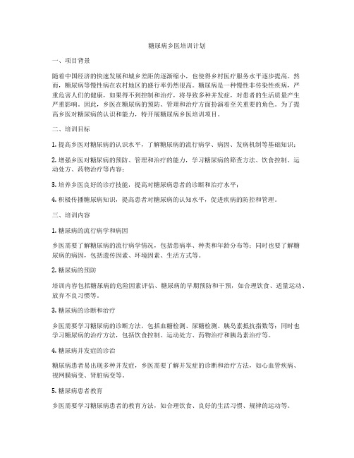 糖尿病乡医培训计划