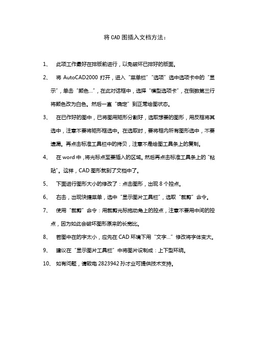 将CAD图插入文档方法