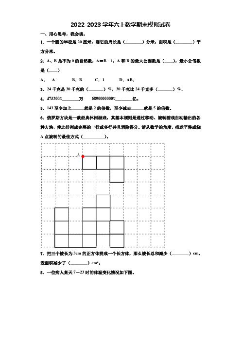 2022-2023学年福建省南平市延平区六年级数学第一学期期末质量检测模拟试题含解析