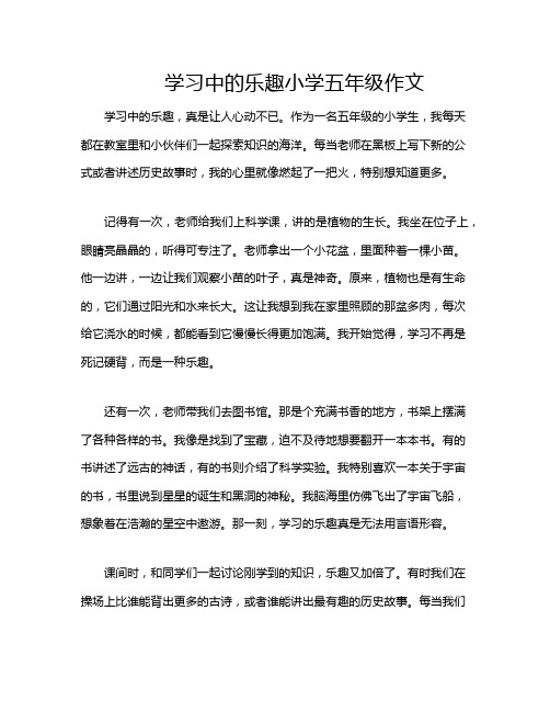 学习中的乐趣小学五年级作文