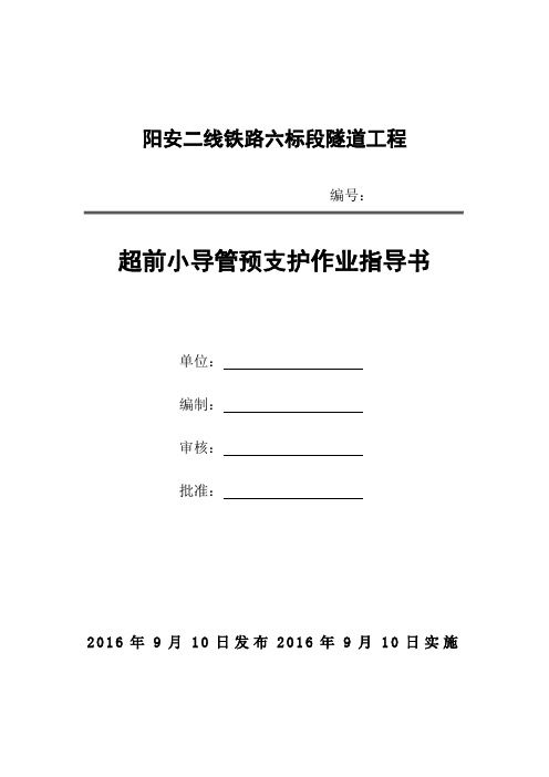 超前小导管预支护施工作业指导书