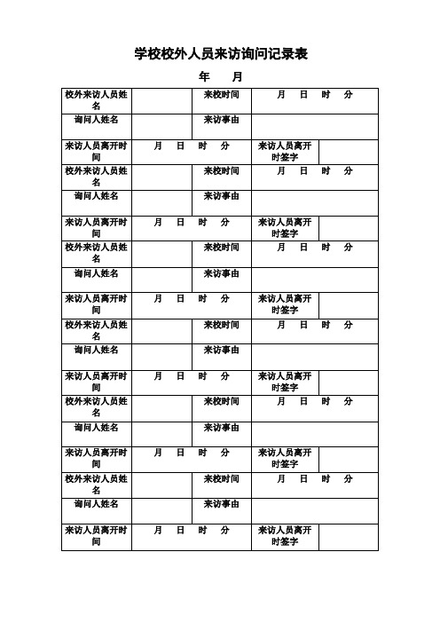 学校校外人员来访询问记录表