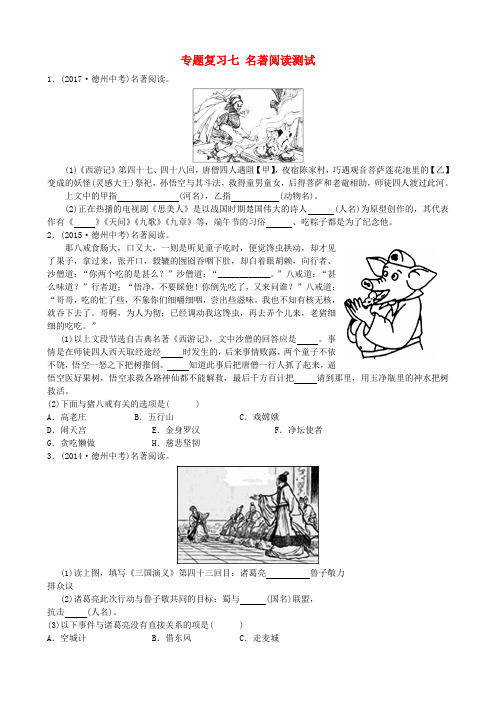 山东省德州市2018年中考语文专题复习七名著阅读测试