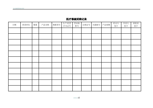 医疗器械采购记录表格