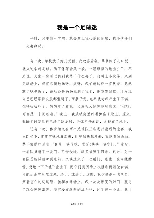 我是一个足球迷_六年级作文