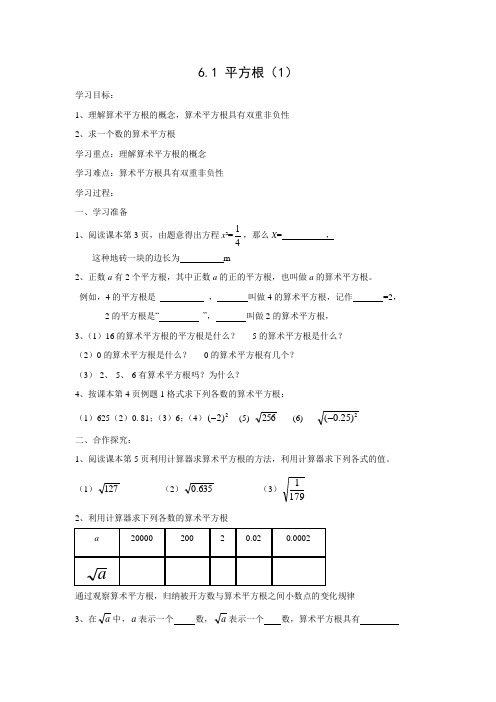 学案4：6.1 平方根（1）