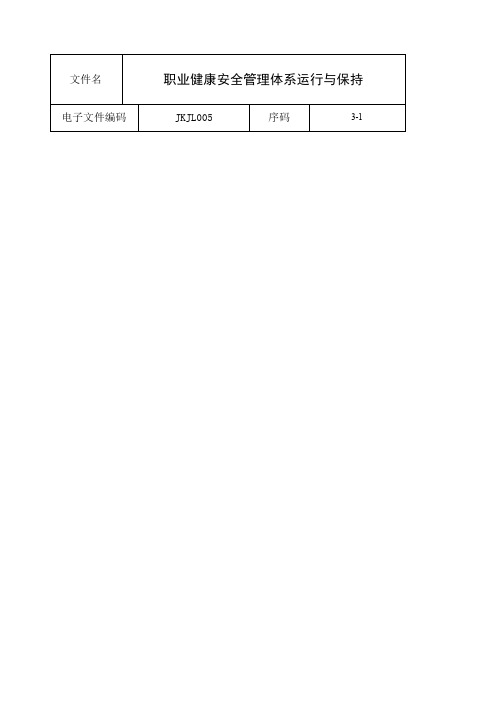 职业健康安全管理体系运行与保持