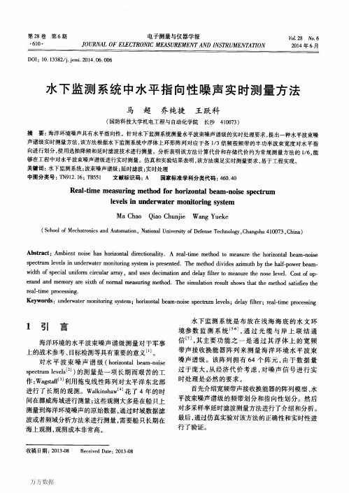 水下监测系统中水平指向性噪声实时测量方法