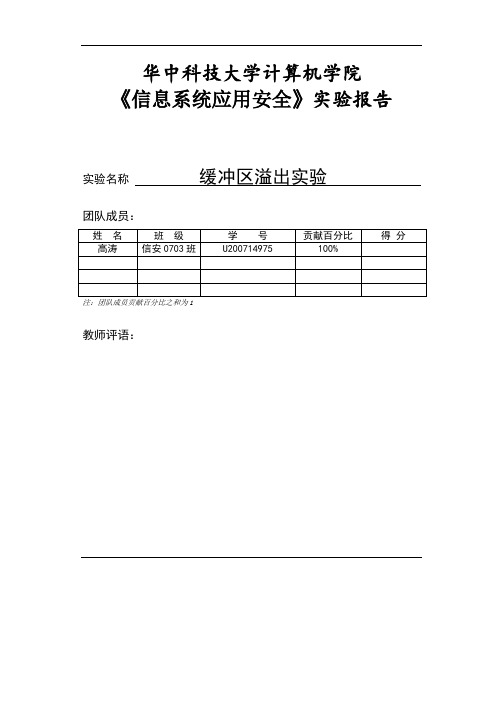 缓冲区溢出实验报告