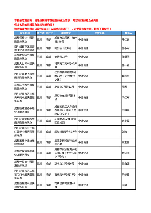 2020新版四川省中通快递工商企业公司名录名单黄页联系方式大全223家