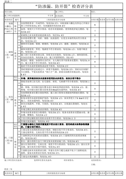 3、附表二：“防渗漏、防开裂”检查评分表(2010.12.26终版)