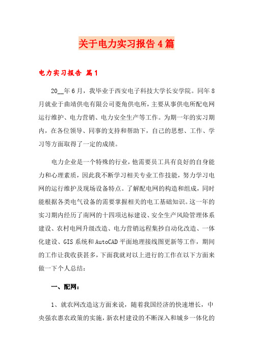 关于电力实习报告4篇