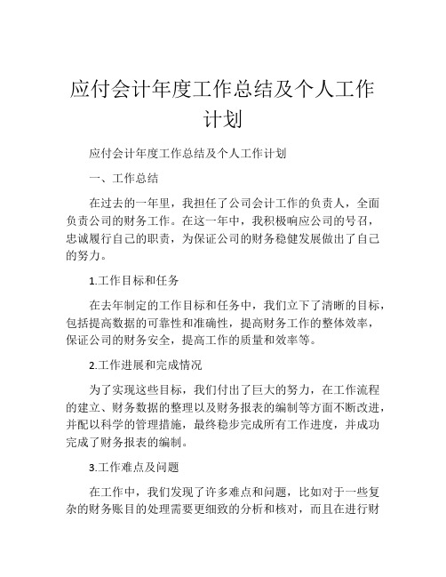 应付会计年度工作总结及个人工作计划