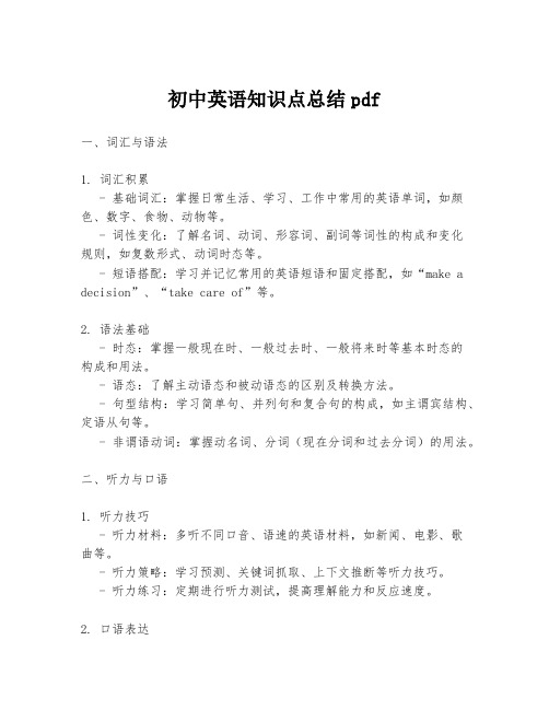 初中英语知识点总结pdf