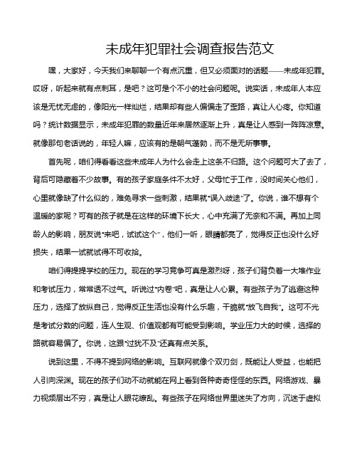 未成年犯罪社会调查报告范文