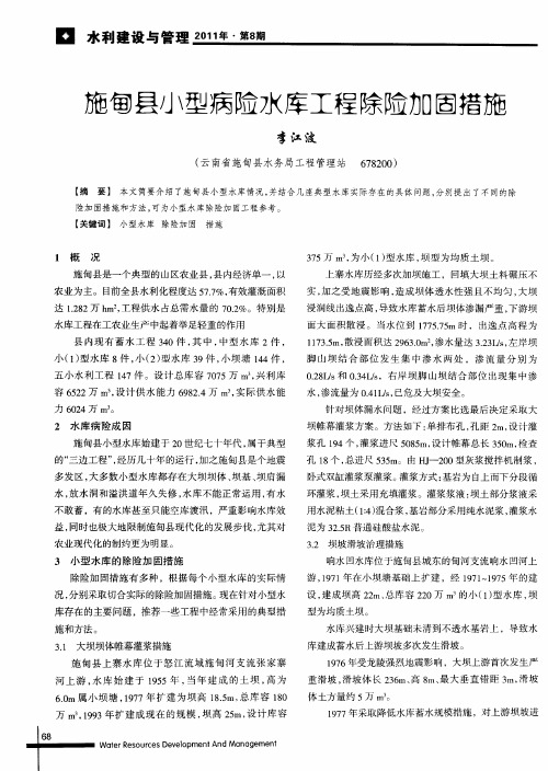施甸县小型病险水库工程除险加固措施