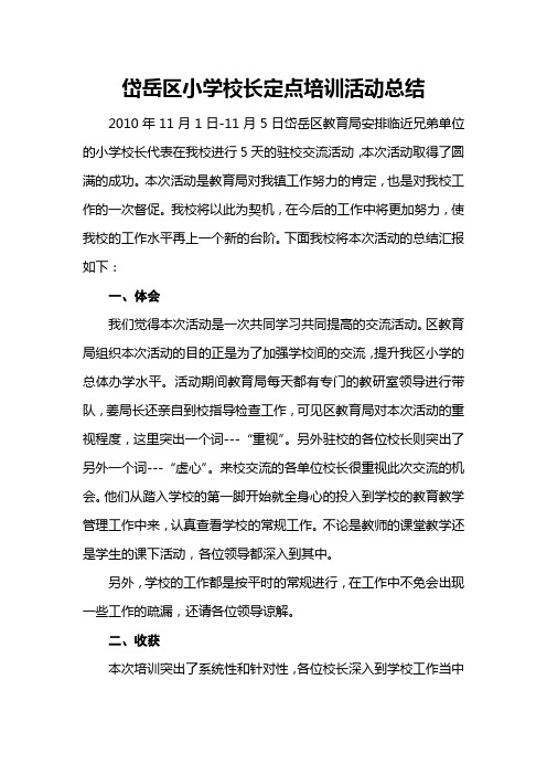 岱岳区小学校长定点培训活动总结