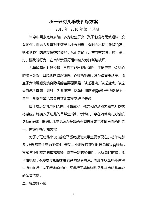 小一班感统训练方案