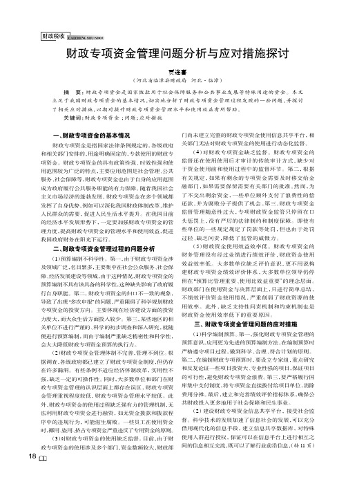 财政专项资金管理问题分析与应对措施探讨