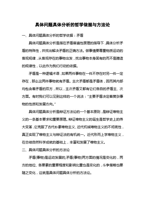 具体问题具体分析的哲学依据与方法论