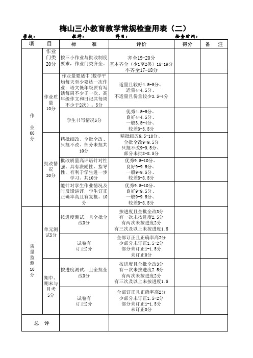 教学检查用表之二