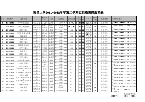 2011-212-2南昌大学ii类通识课课表(定稿)