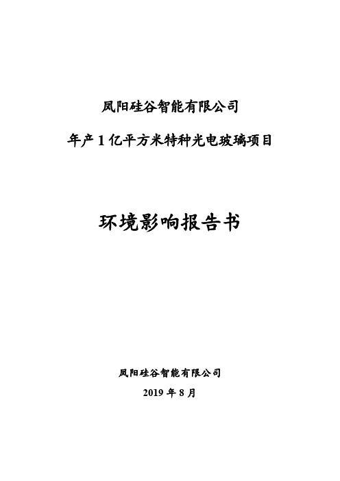 凤阳硅谷智能有限公司年产1亿平方米特种光电玻璃项目环境影响报告书