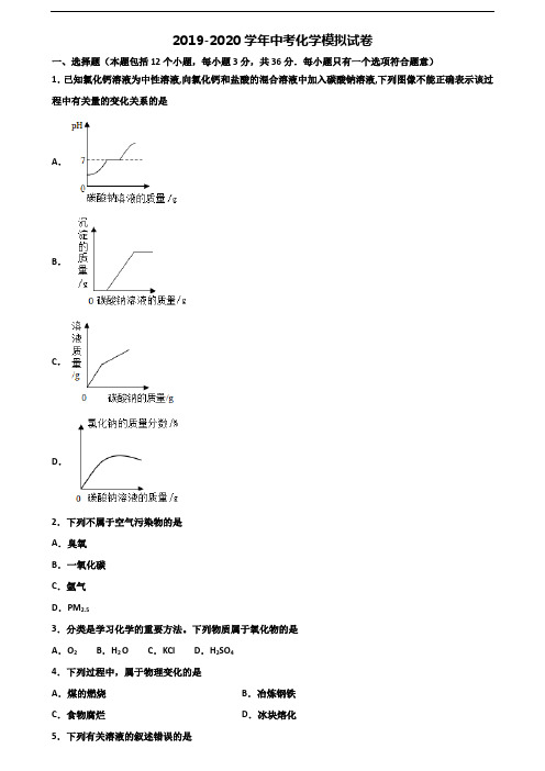 吉林省长春市2019-2020学年中考化学考试试题