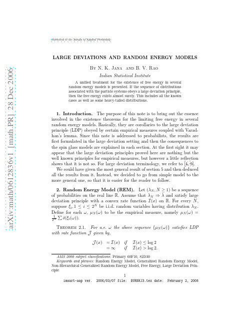 Large Deviations and Random Energy Models