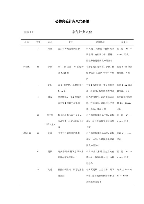 动物实验针灸取穴要领