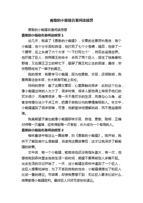 勇敢的小裁缝名著阅读感想