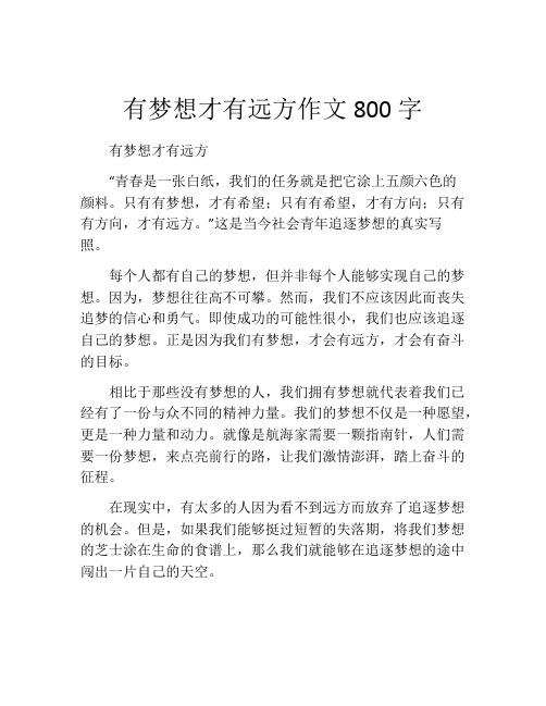 有梦想才有远方作文800字