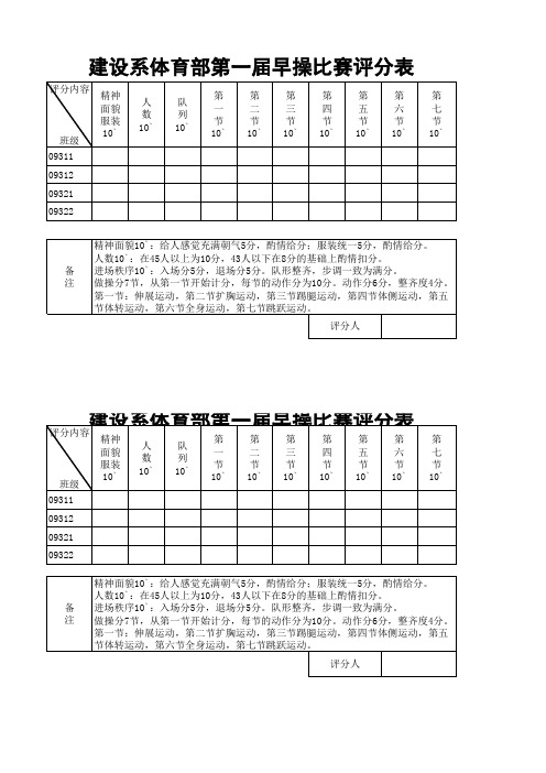 体操比赛评分表