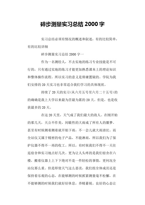 碎步测量实习总结2000字