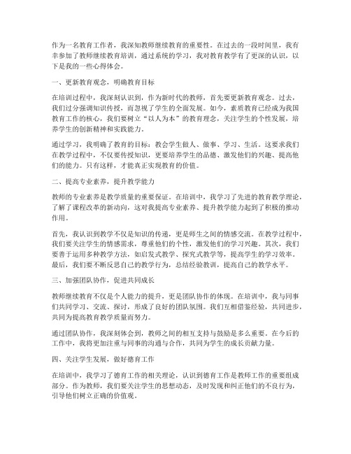 教师继续教育的心得体会