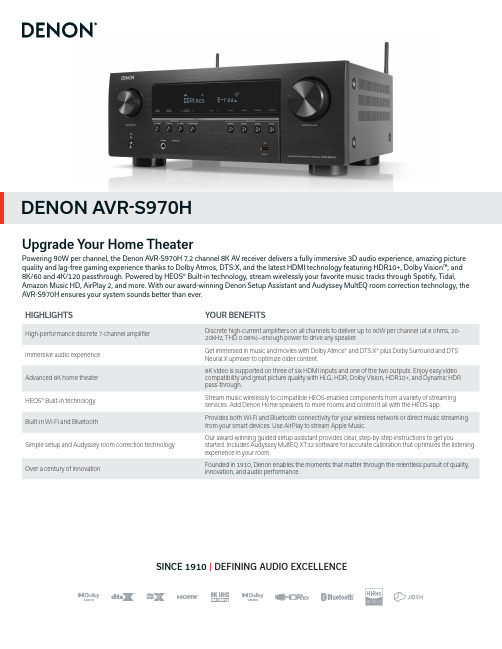 Denon AVR-S970H 高性能7通道音频接收器说明书