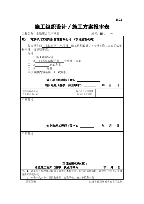 B.0.1  施工组织设计、方案报审表