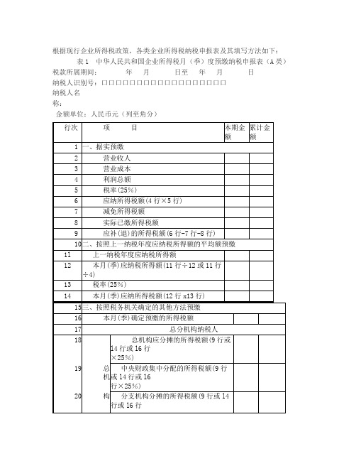 新企业所得税纳税申报表如何填写