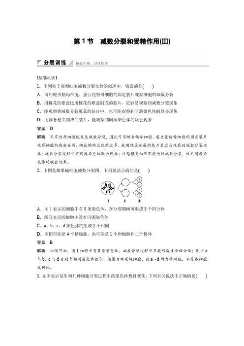 课时作业4：2.1 减数分裂和受精作用(Ⅲ)