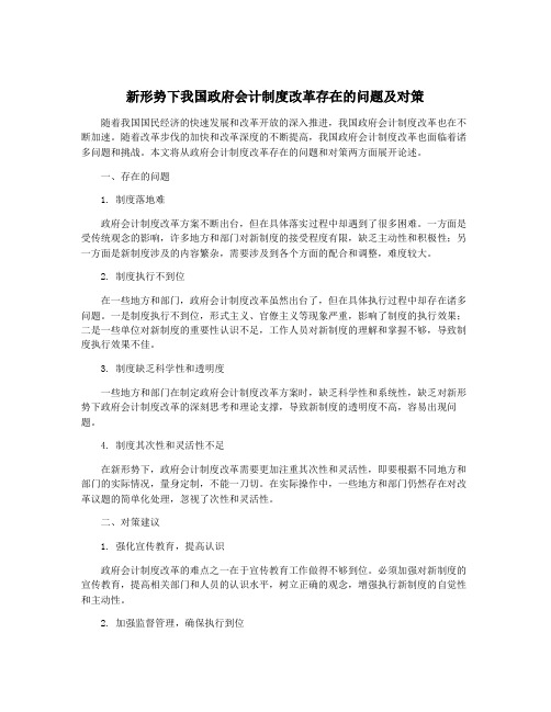 新形势下我国政府会计制度改革存在的问题及对策