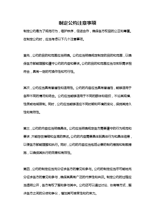 制定公约注意事项