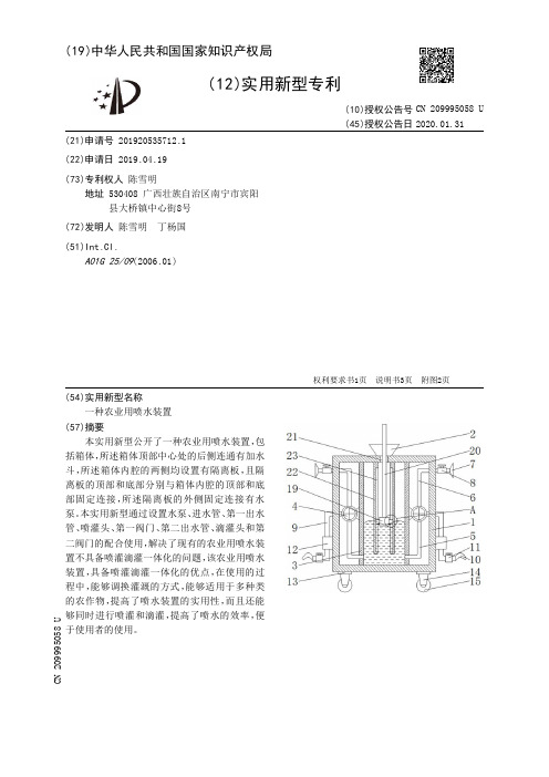 【CN209995058U】一种农业用喷水装置【专利】