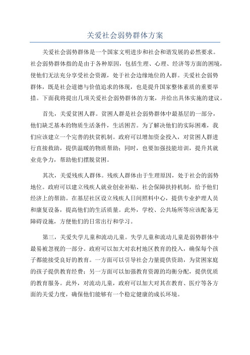 关爱社会弱势群体方案