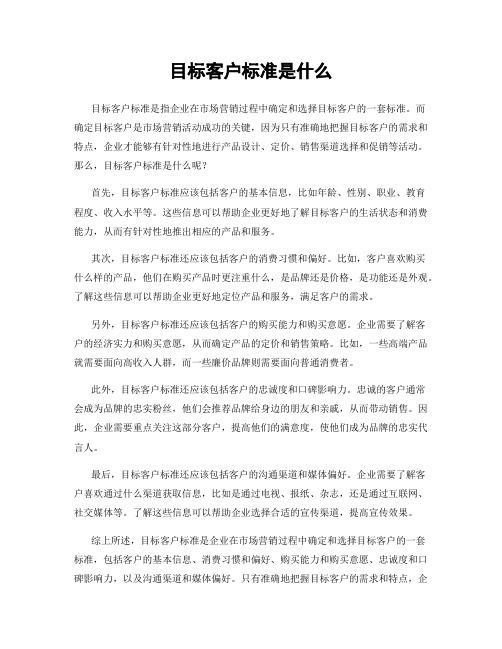 目标客户标准是什么