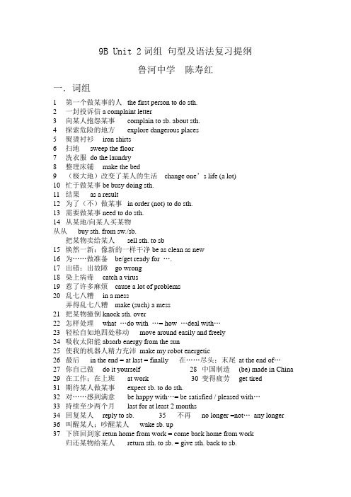 9B Unit 2词组句型