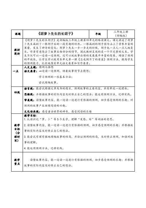 《胡萝卜先生的长胡子》教学设计