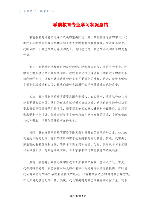 学前教育专业学习情况总结