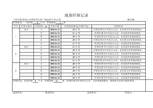 地基钎探记录