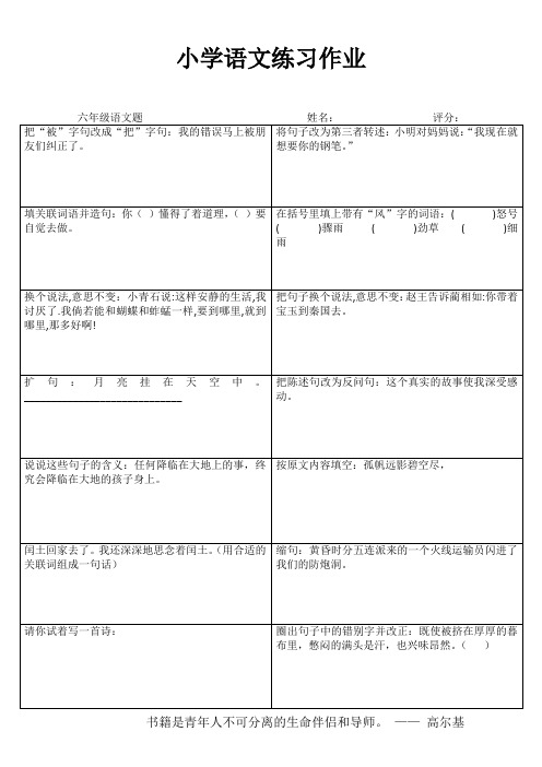 小学六年级语文课堂延伸训练I (75)